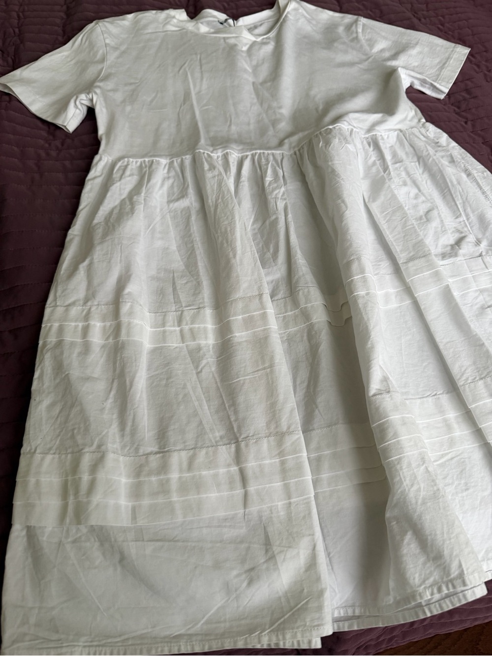Zara White Short-Sleeve Tiered Dress - Picture 5 of 9